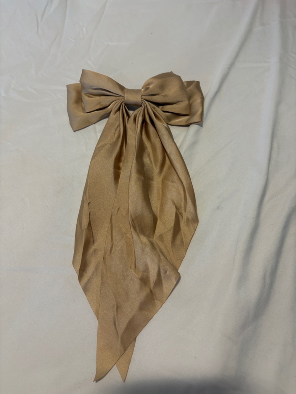 Satin Bow Hair Tie in Warm Camel